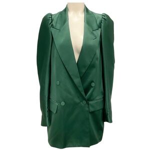 DRIES VAN NOTEN EMERALD BLINKY OVERSIZE SILK BLAZER JACKET